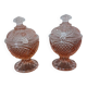 Chiseled Pink Glass Salt and Pepper Shaker Set