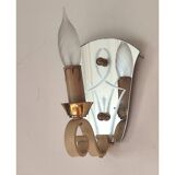 Single-light wall sconce in brass and metal with engraved mirror plate - 1950s
