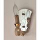 Single-light wall sconce in brass and metal with engraved mirror plate - 1950s
