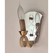 Single-light wall sconce in brass and metal with engraved mirror plate - 1950s