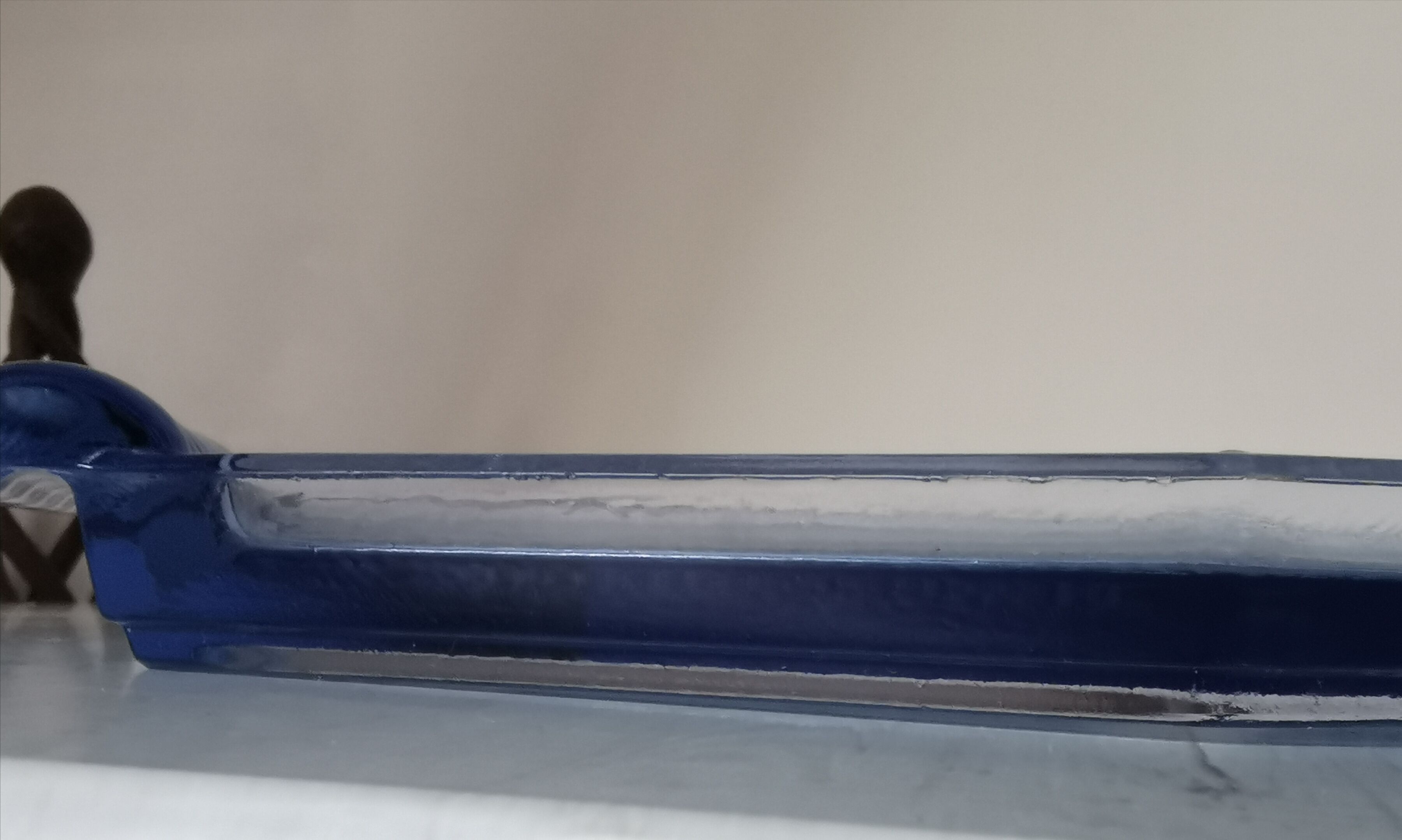 Art deco blue pressed glass tray