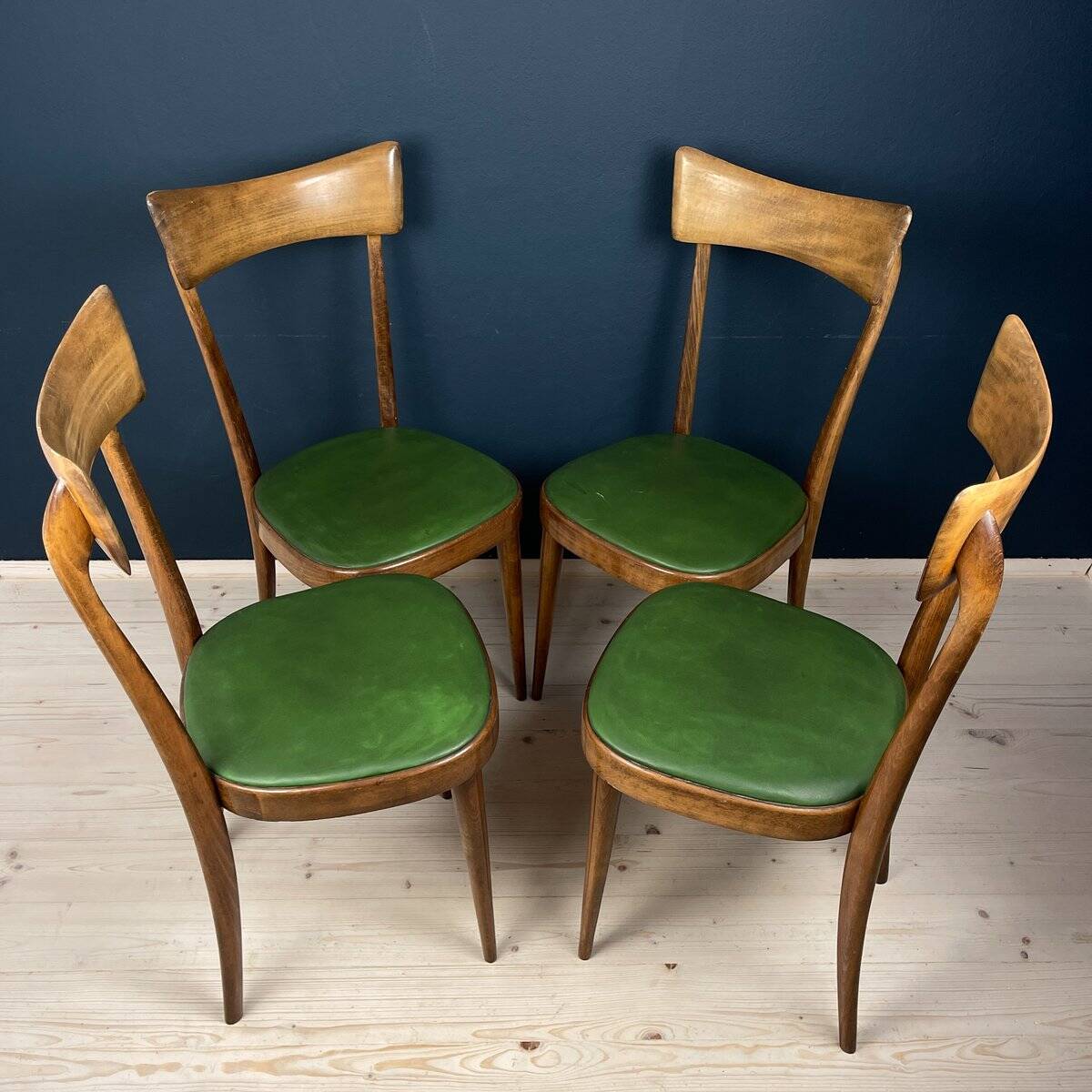 Vintage dining chairs by Pirelli Sapsa, Italy 1950s, set of 4.