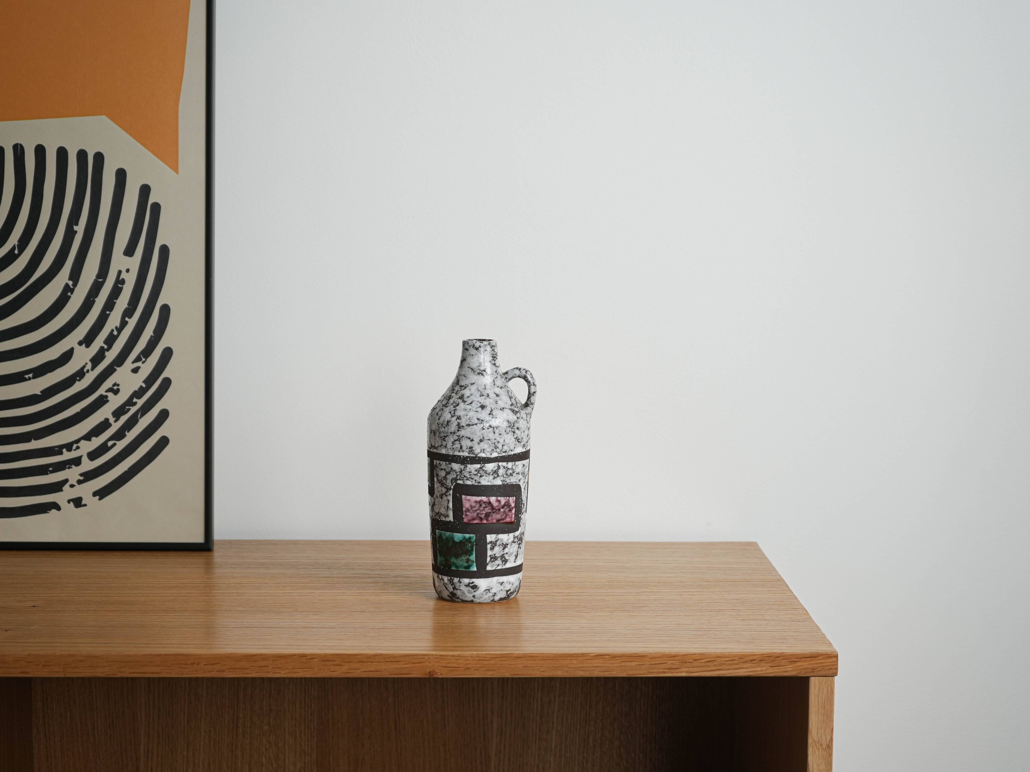 Ceramic vase with a handle, German design, 1960s, manufactured by Strehla