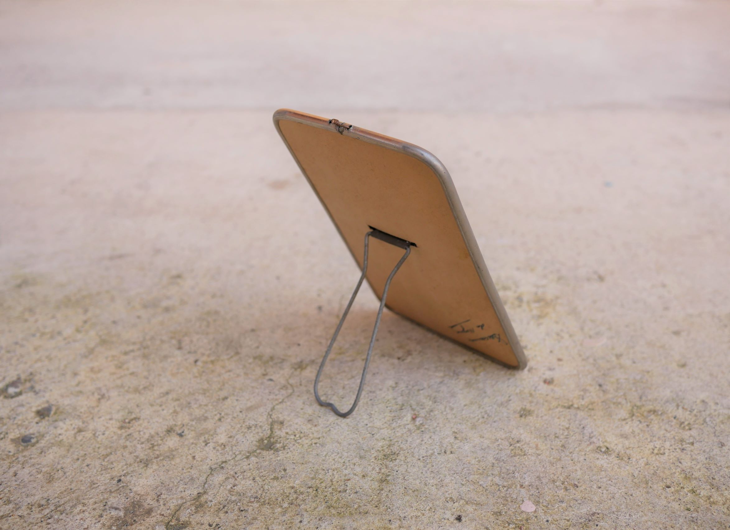 Vintage silver barber's mirror 20cm x 13cm