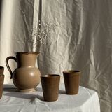 Set of 10 small stoneware mugs from Digoin.
