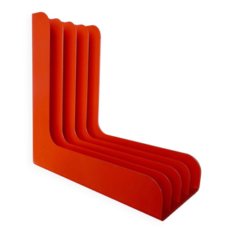 Vintage orange plastic vinyl rack from the 70s