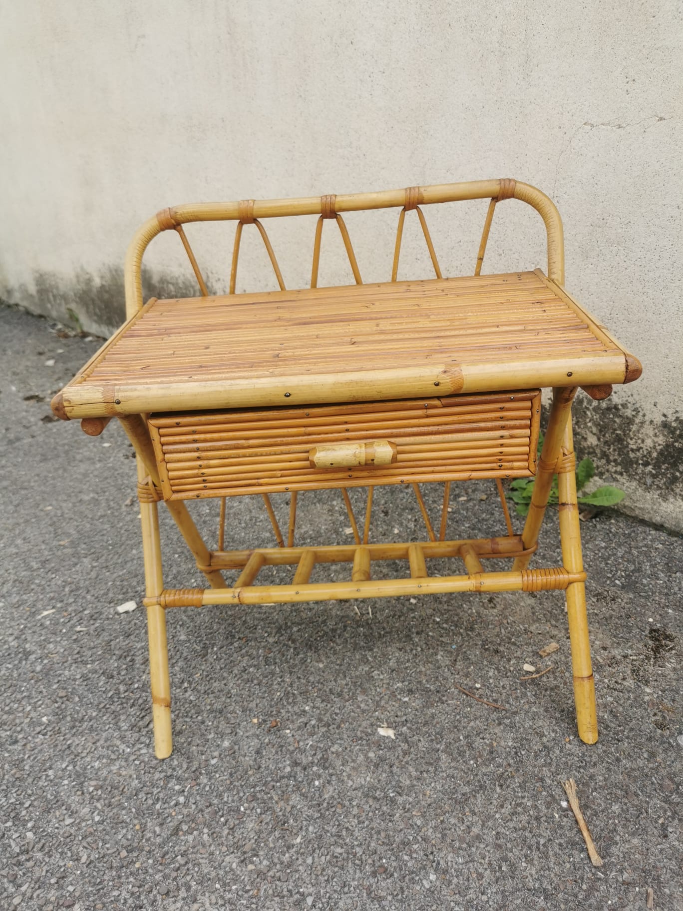 Pair of vintage rattan bedside tables