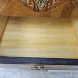 1960s bedroom dresser with six drawers and glass top