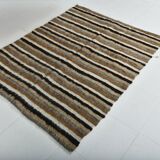 Striped Brown & Beige Vintage Kilim Rug, 133x170Cm