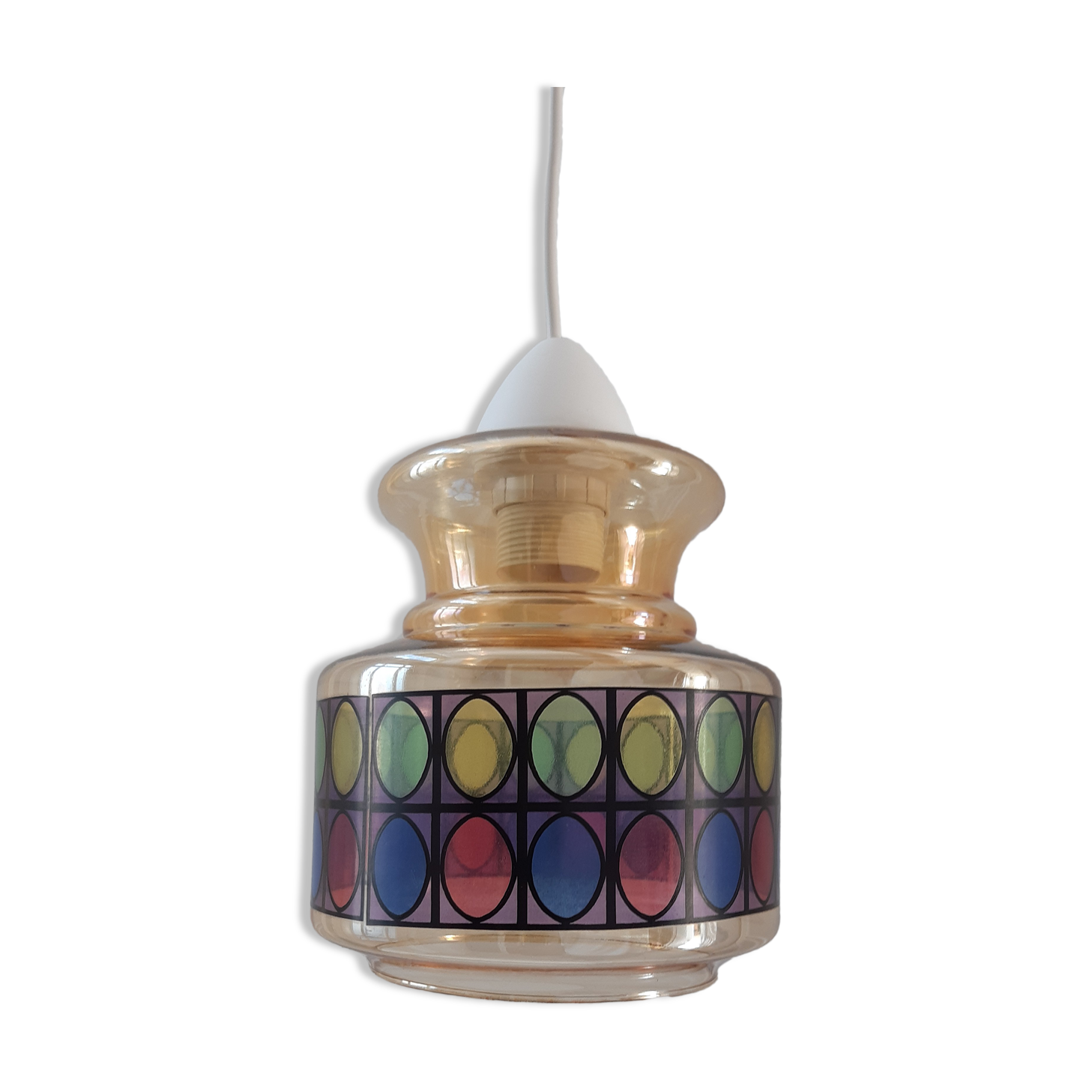 Colored glass pendant lamp 70s