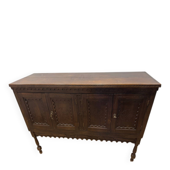 Antique Spanish sideboard in solid walnut – late 19th century