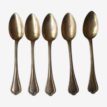 Set of 5 small spoons a dessert in solid silver vermeil 19th century