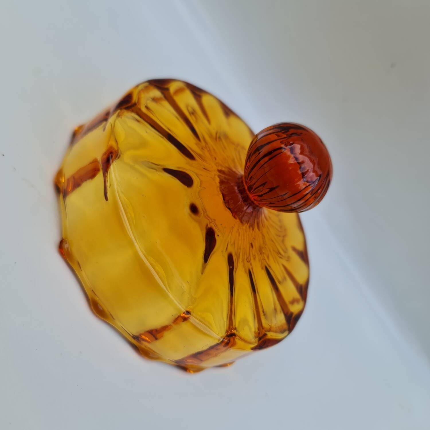 Large fluted blown glass jar