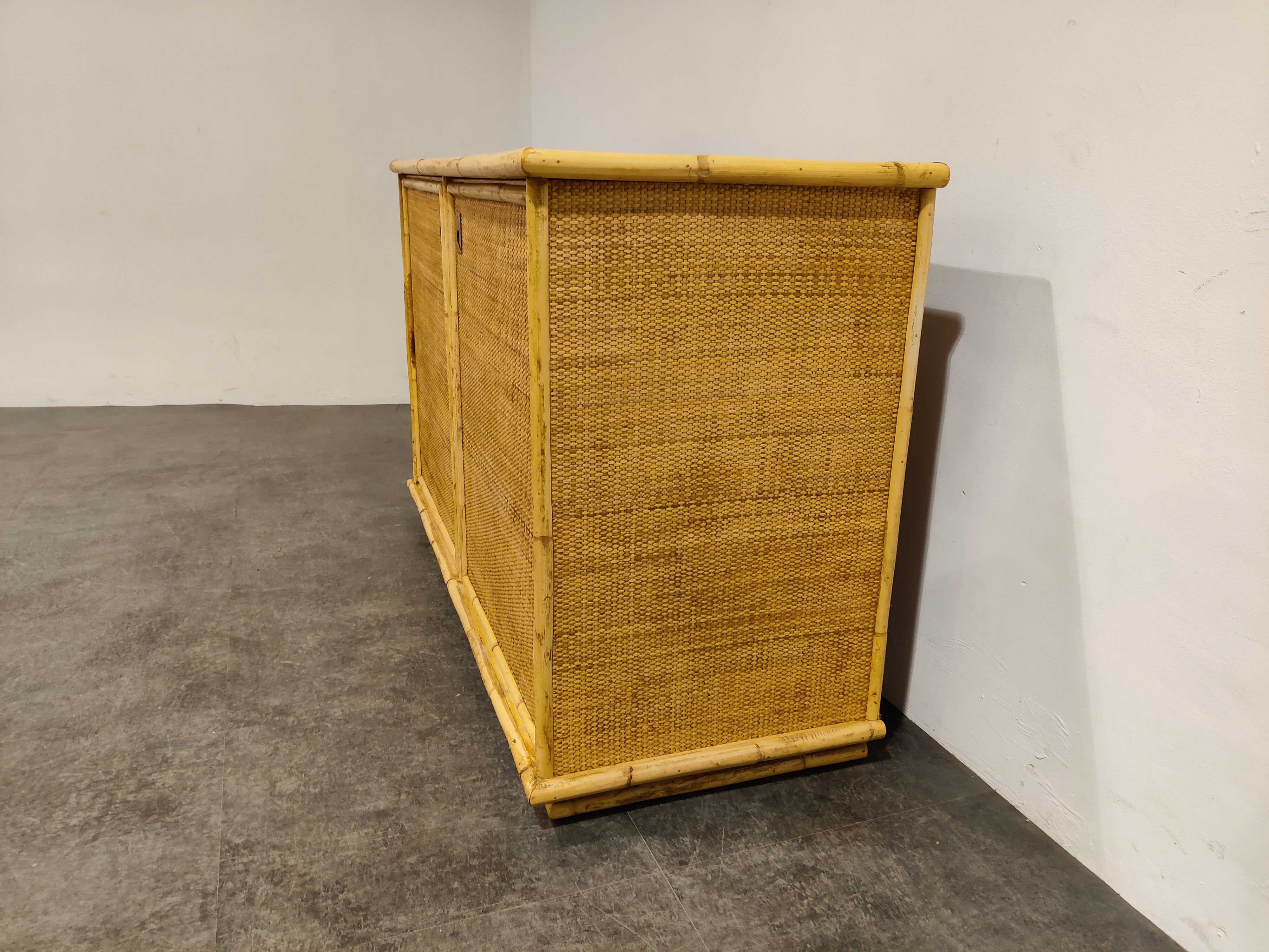 Wicker and bamboo cabinet by Dal Vera, 1960s