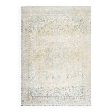 Tapis persan fait main en laine et coton orange des années 1970 246x345