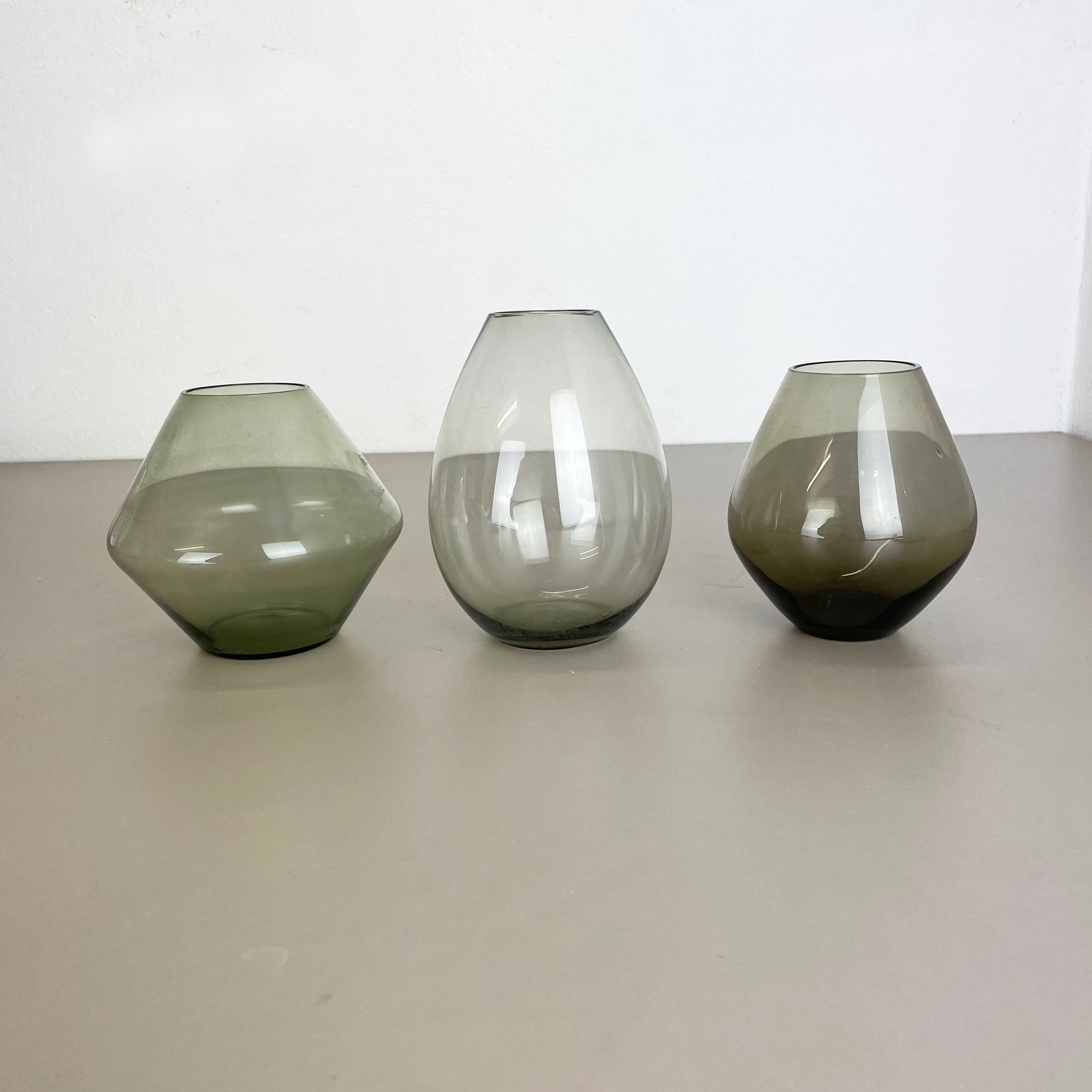 Set of Three Turmalin Vases Wilhelm Wagenfeld Wmf Attributed, Germany 1960s