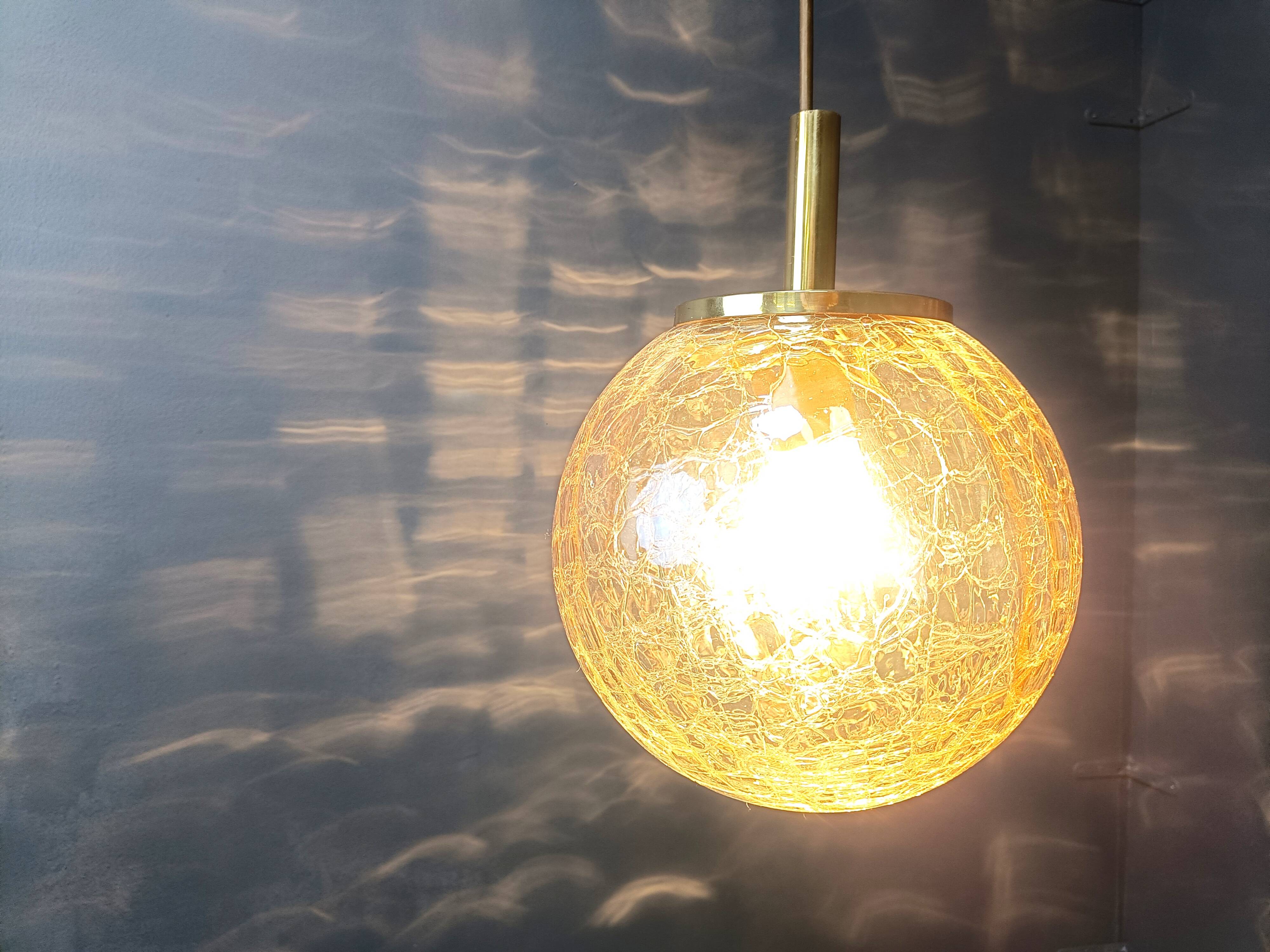 Globe pendant light by Glashutte Limburg, 1960s