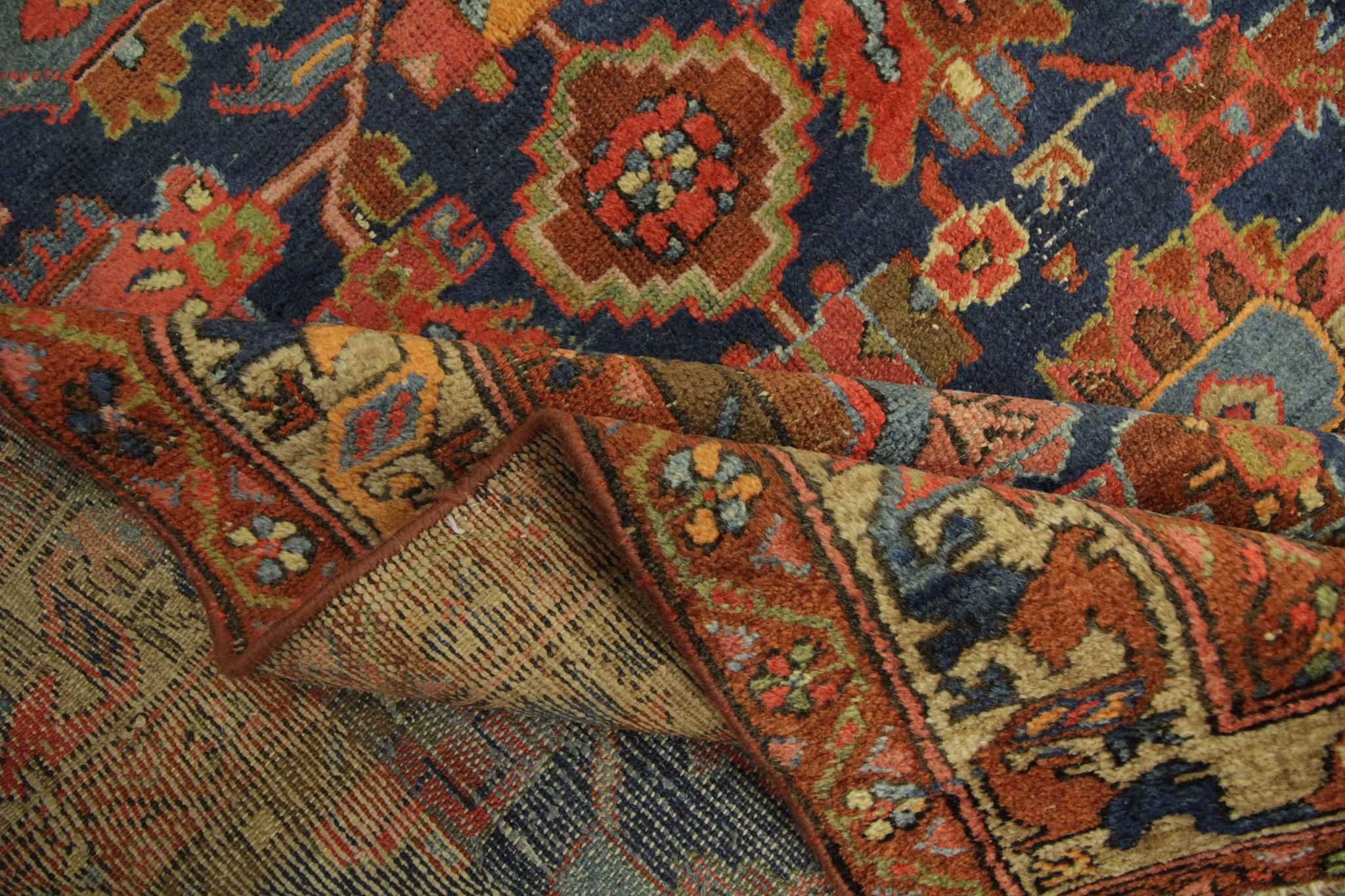 Handwoven Antique Persian Mahal Area Rug, Oriental tribal wool rug- 121x196cm