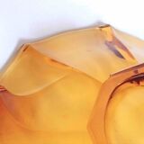Art Deco style fruit bowl or pocket tray in amber glass from the 50s