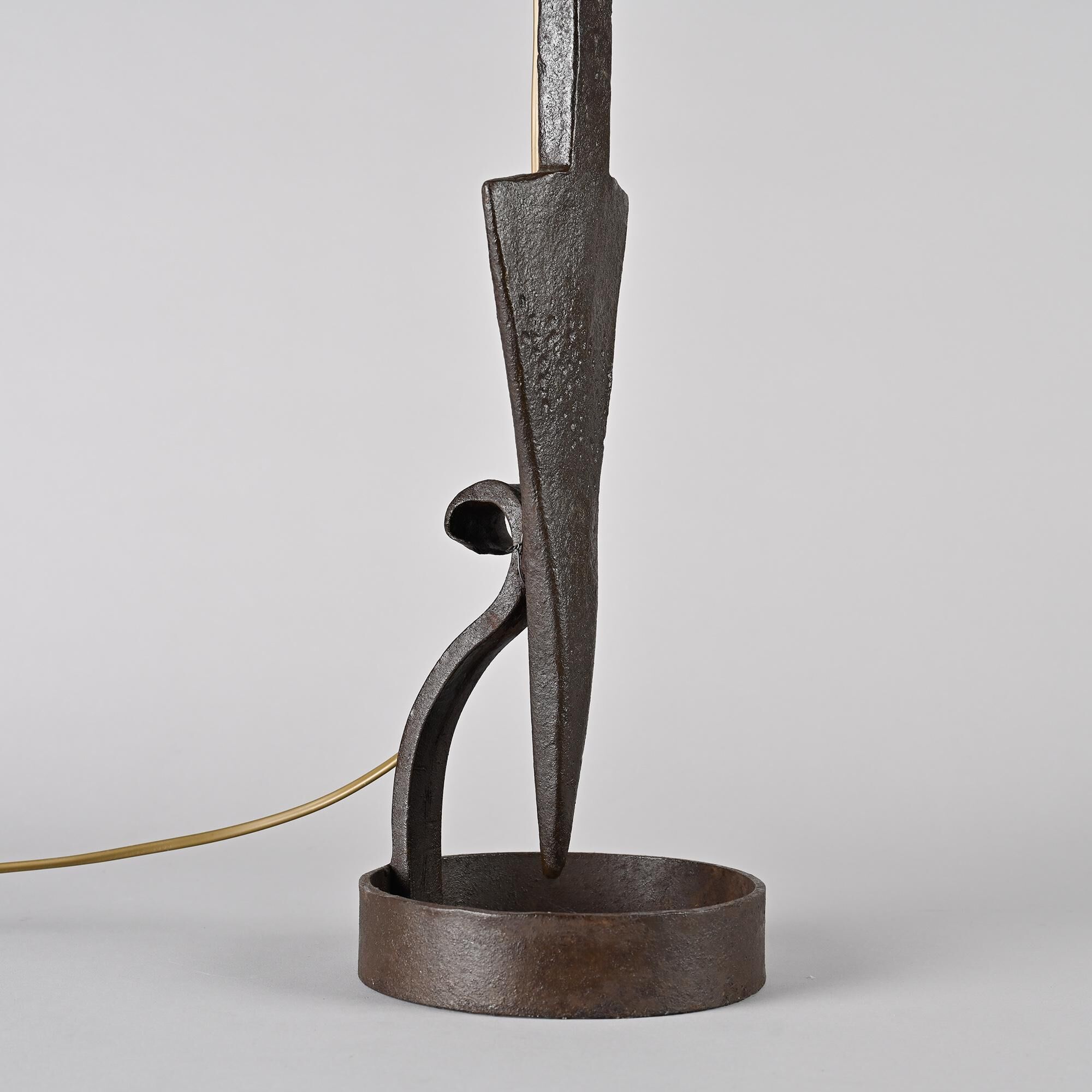 Grande lampe en fer forgé de Léopold Gest, années 1970