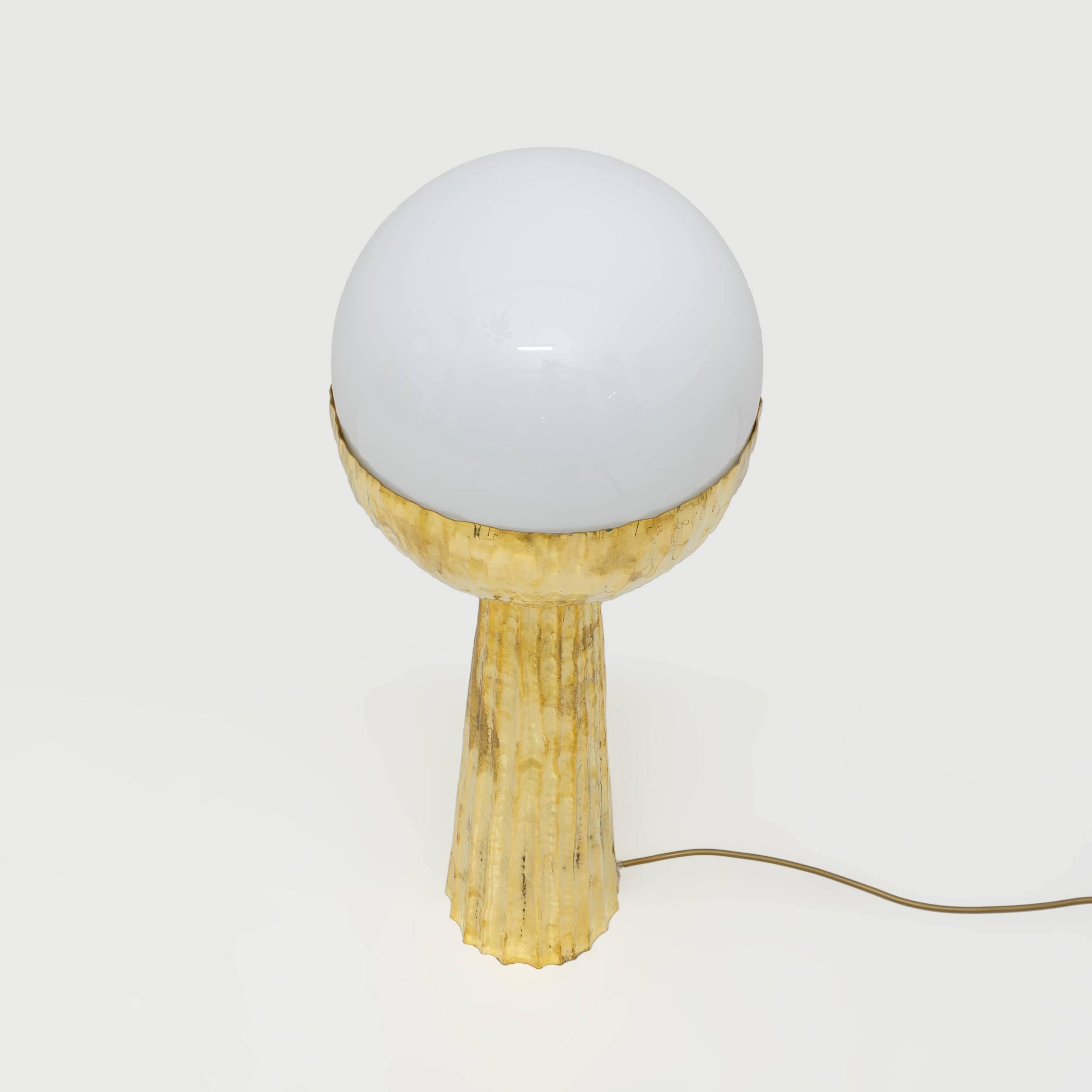 Pair of Modern Italian Brass and Opaline Glass Table Lamps