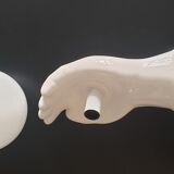 Hand-shaped ceramic and opaline globe, signed delfts wit