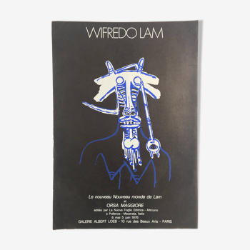 Wifredo lam : affiche originale en lithographie galerie albert loeb, 1976