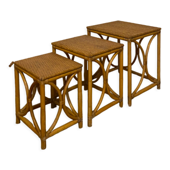 Rattan nesting tables