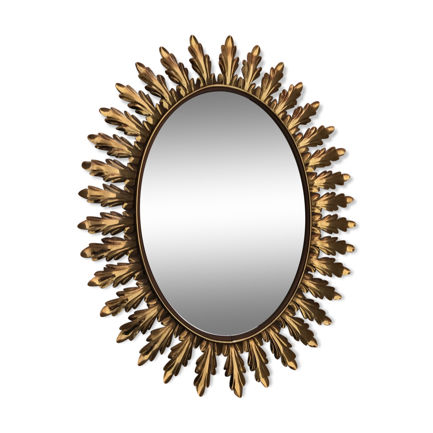 Deknudt 1950 large golden oval mirror  - 70x56cm