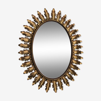 Miroir ovale doré de Deknudt 1950 - 70x56cm