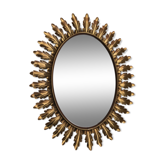 Deknudt 1950 large golden oval mirror  - 70x56cm