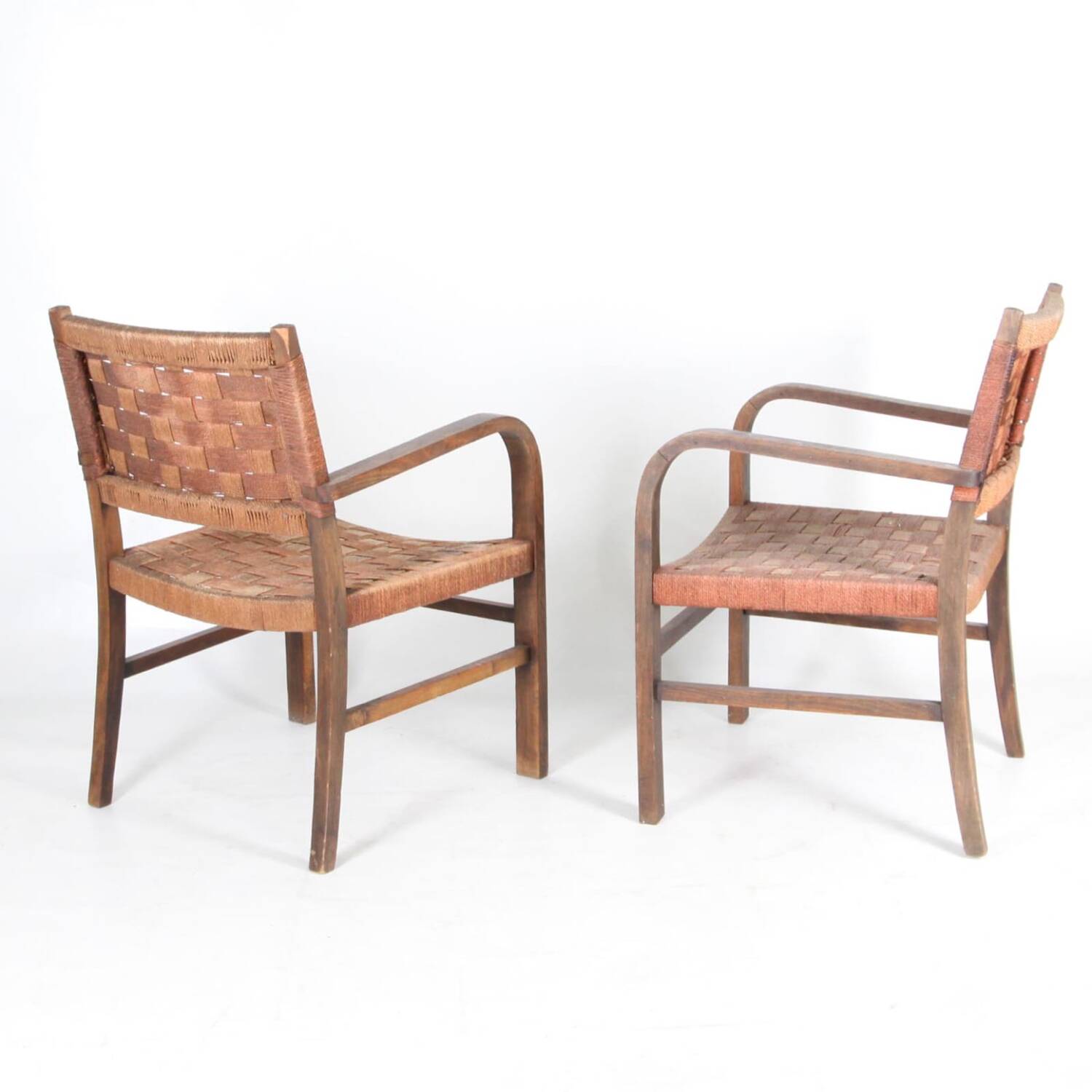 Pair of vintage rope armchairs
