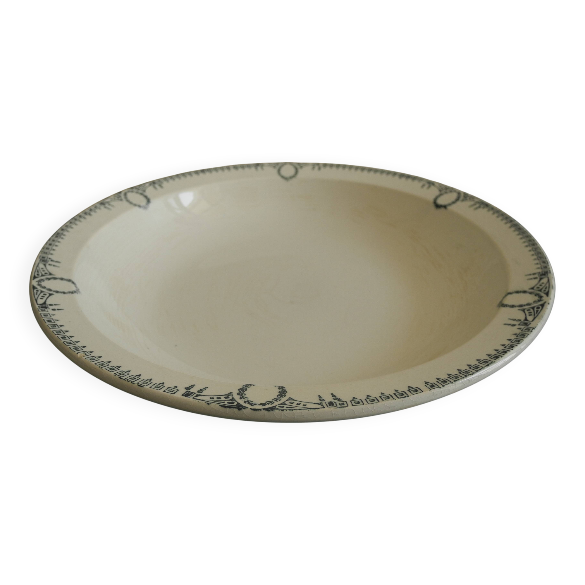 large old hollow dish St Amand art table antique French earthenware dish