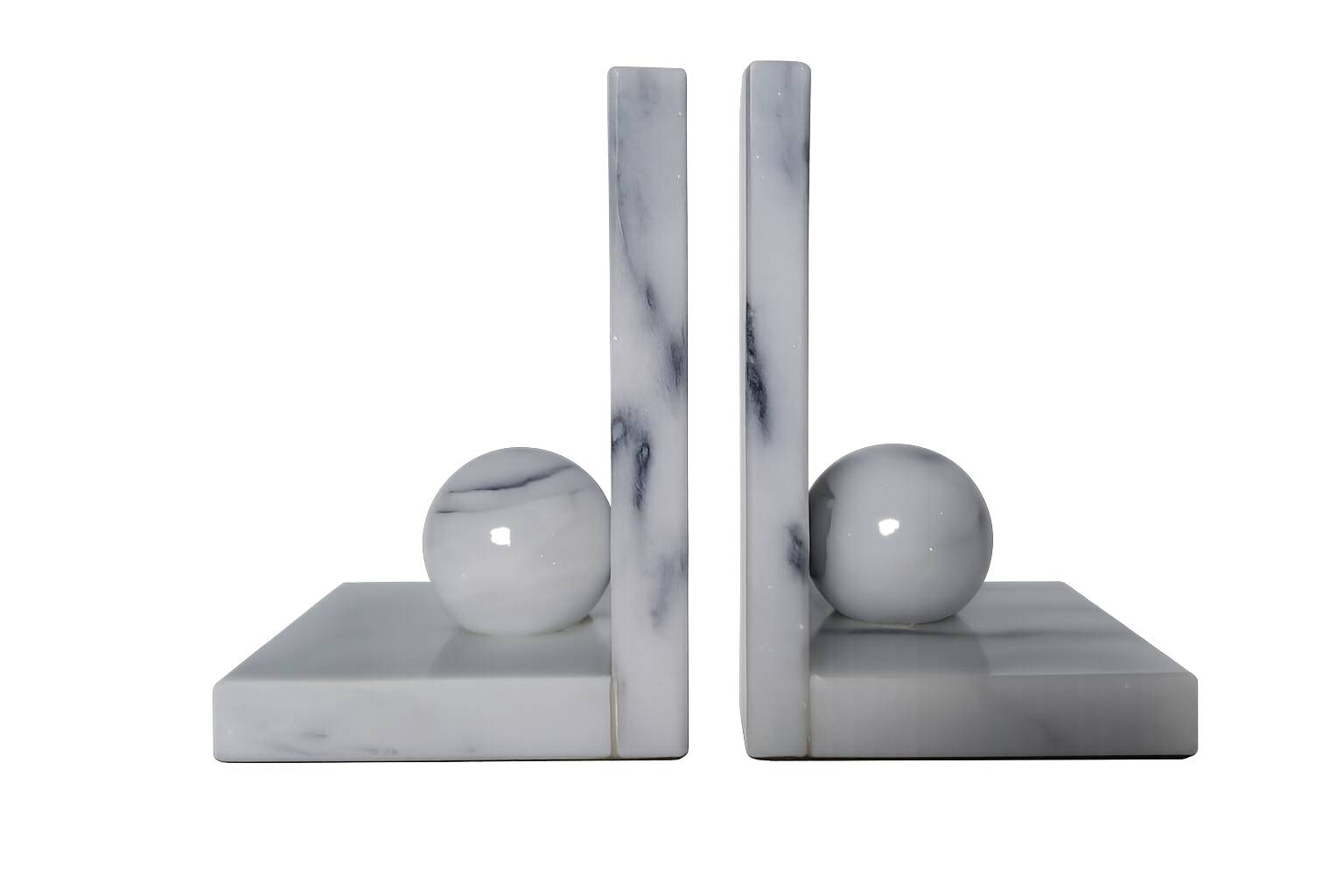 Vintage bookends in grey veined white marble – Minimalist design