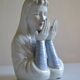 Virgin Mary statue bust in polychrome porcelain Virgin with crown of roses