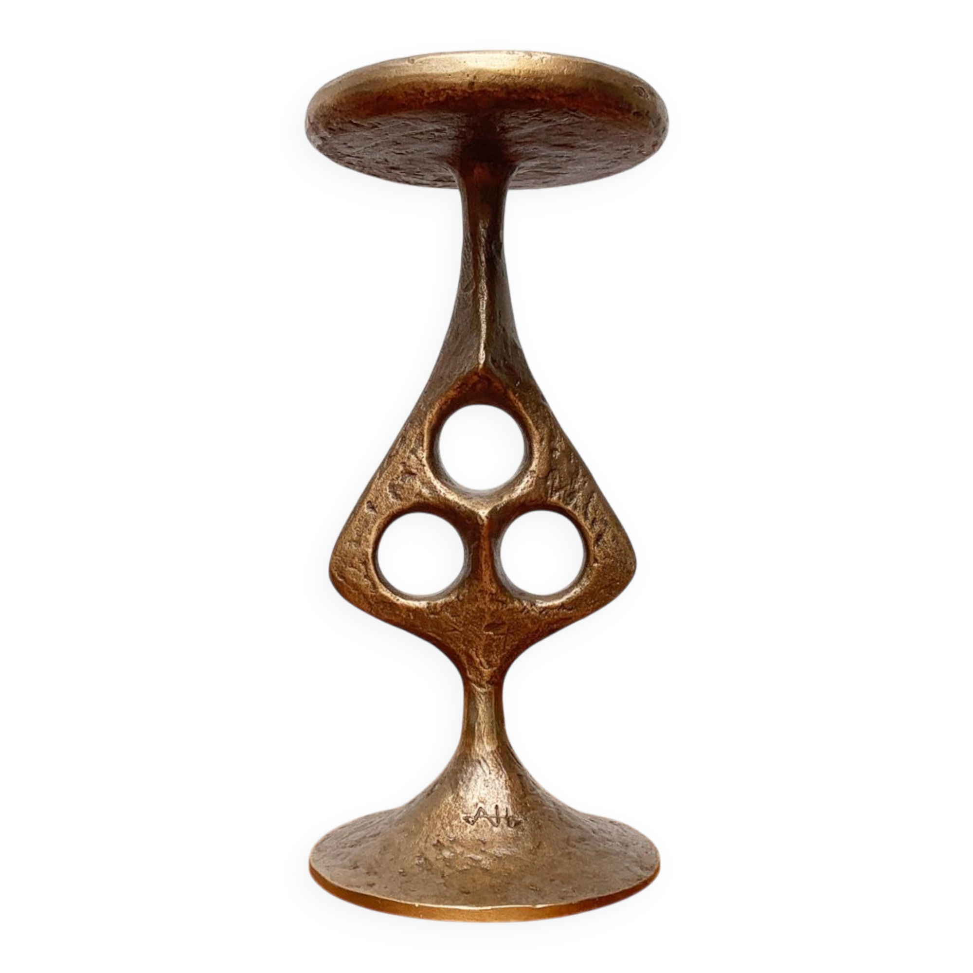 Brutalist metal candlestick mid-century