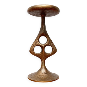 Brutalist metal candlestick mid-century