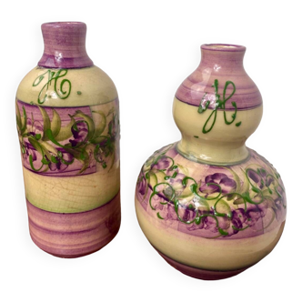 Duo of ceramic vases signed HG Vallauris