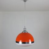 Large Italian pendant light (diameter 50 cm) orange and white Space Age 1960s