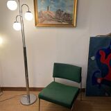 Chrome tripod floor lamp with vintage balls