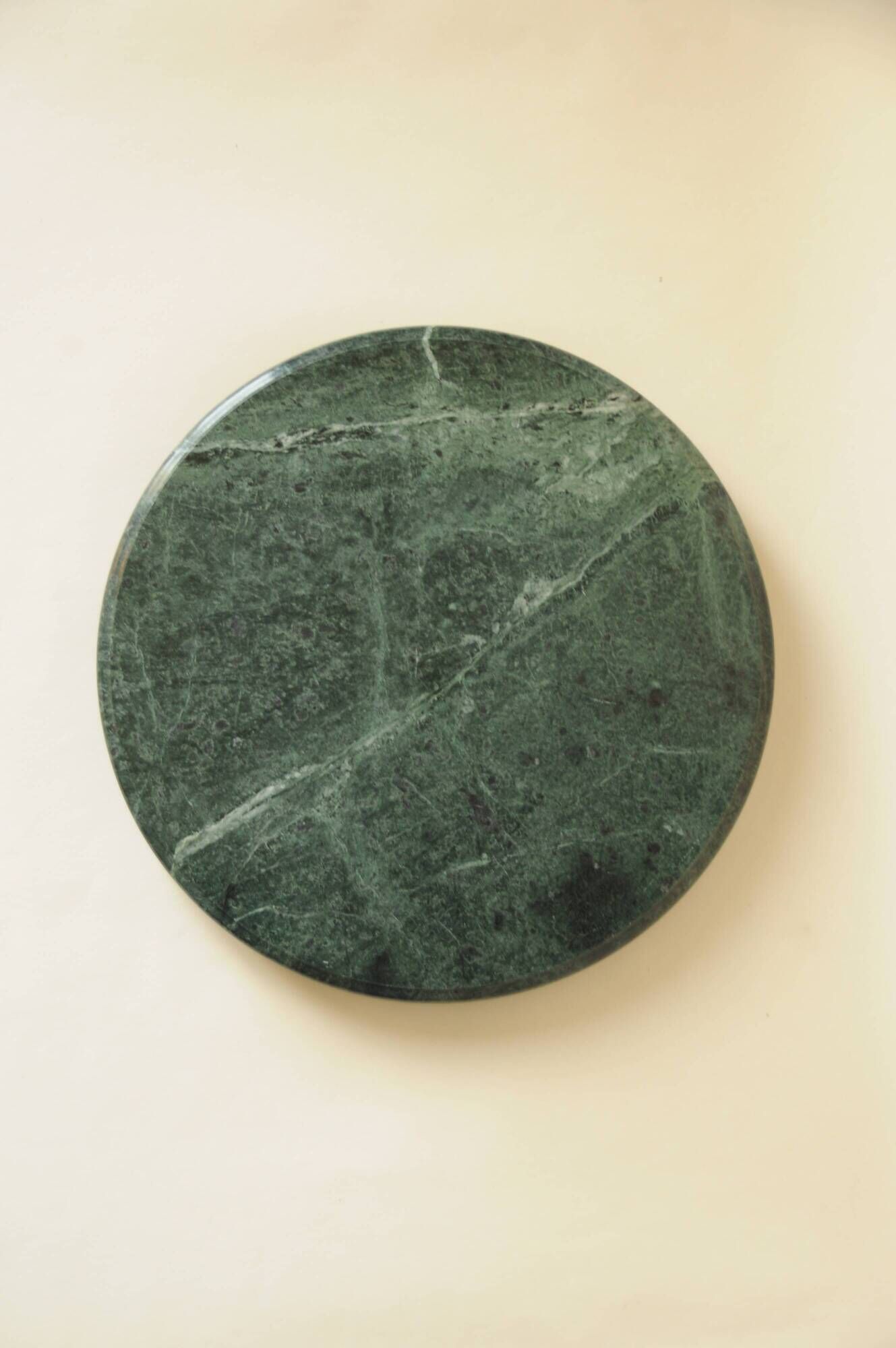 Plateau rond tournant en marbre vert – centre de table en pierre naturelle