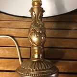 Old gilt bronze lamp + vintage black lampshade