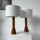 Paire de lampes de table bois chêne années 50