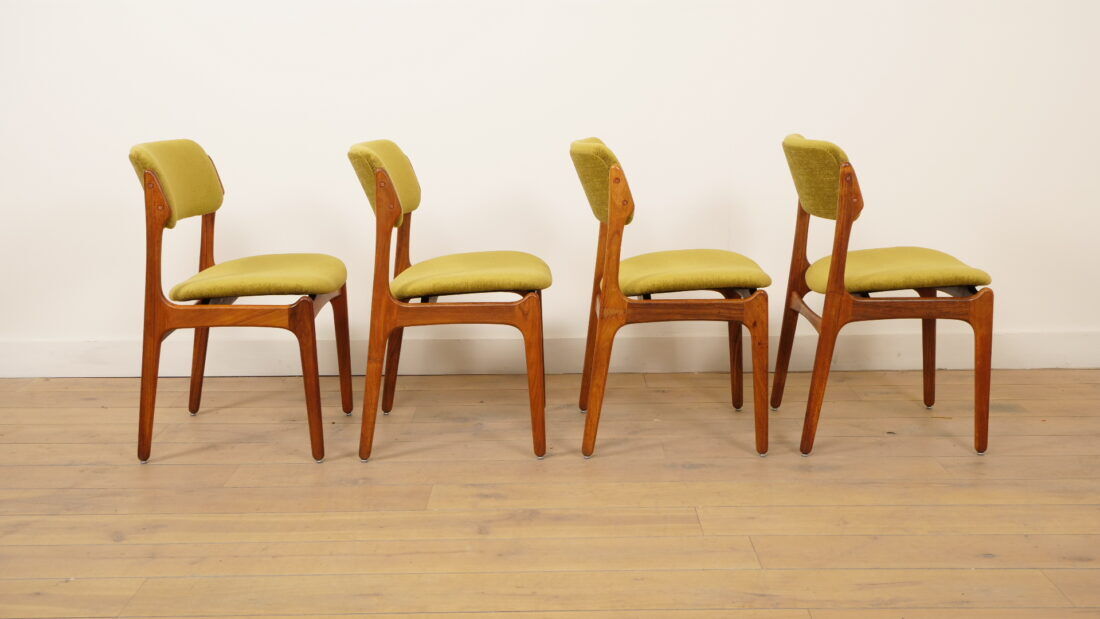 4 chaises de salle à manger | Erik Buch | Modèle 49 | Palissandre | Rembourrées