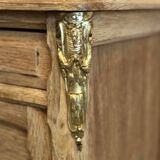 Vintage bedside table in solid oak and marble top