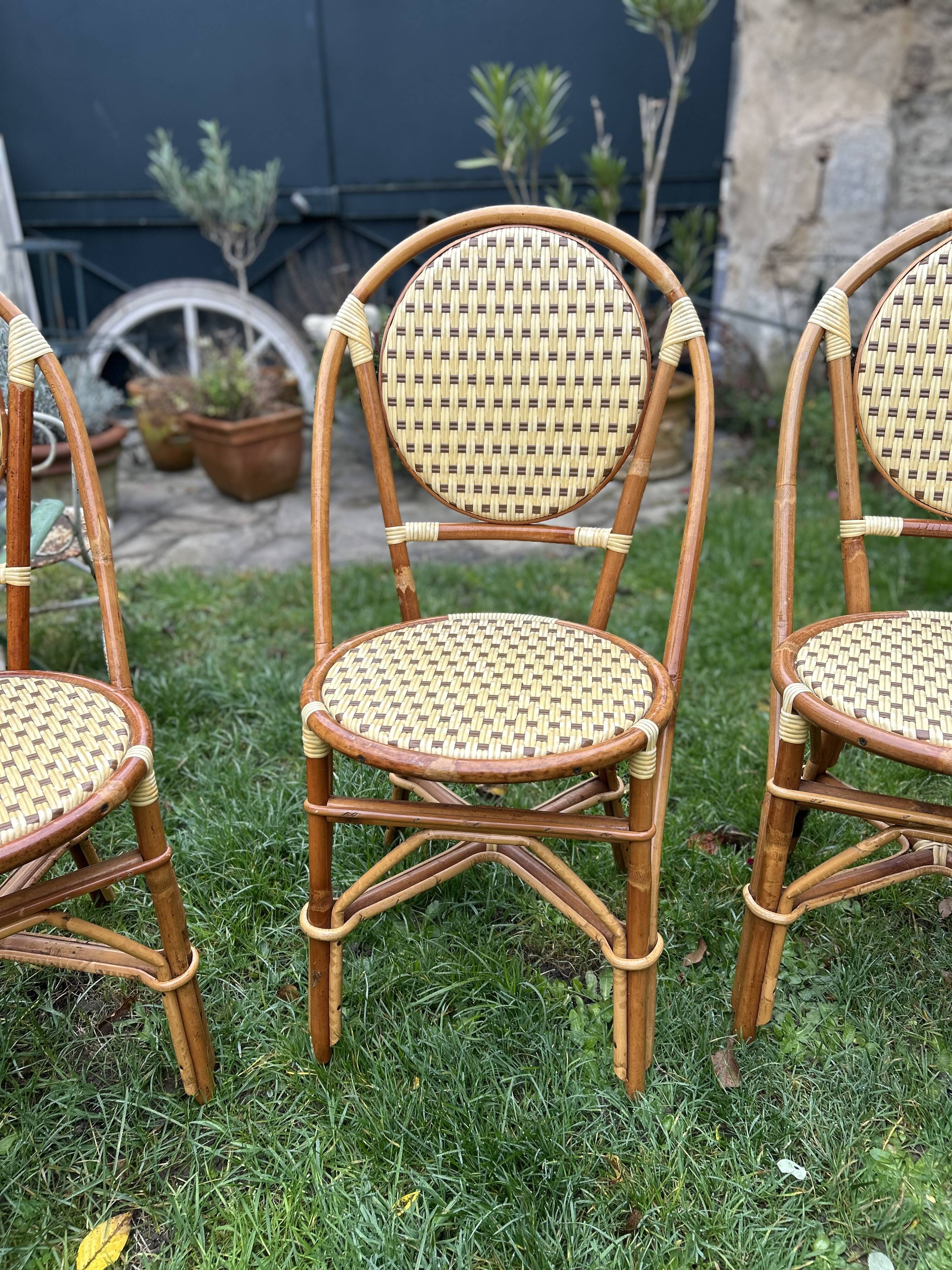 4 rattan and scoubidou Hardy chairs