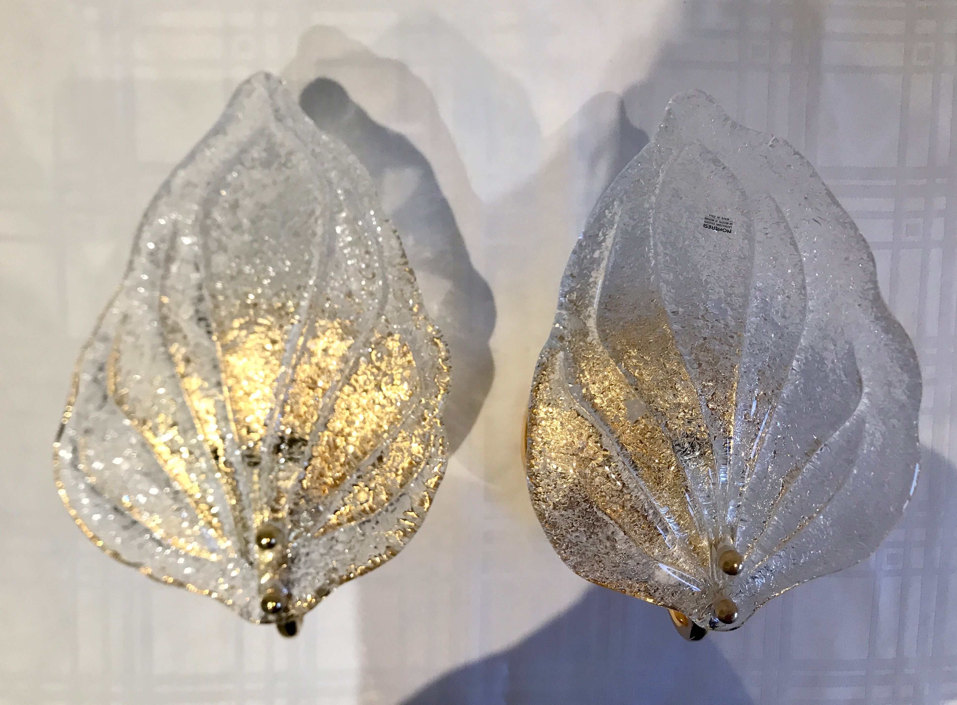 Pair of wall lamps Murano glass sheet