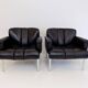 Set of 2 Girsberger Eurochair leather armchairs