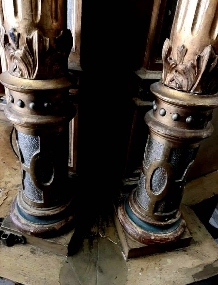 Superb early 19th century church tabernacle in gilded stuccoed wood