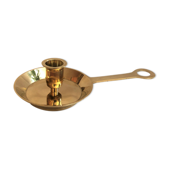 Ancient golden brass hand candle holder from Korea